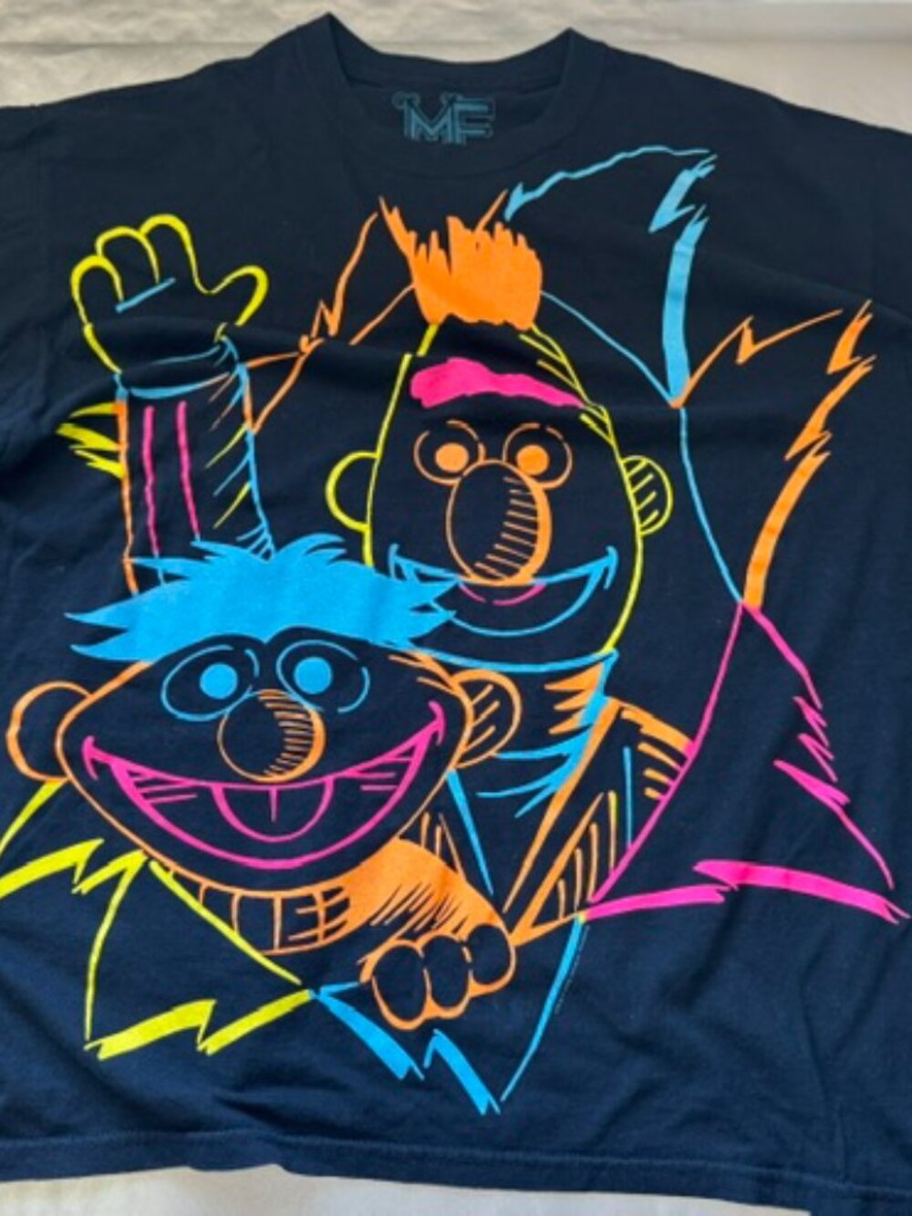 Sesame Street Bert & Ernie Neon Graphic T-Shirt XL - 2008 Mighty Fine - Picture 7 of 10